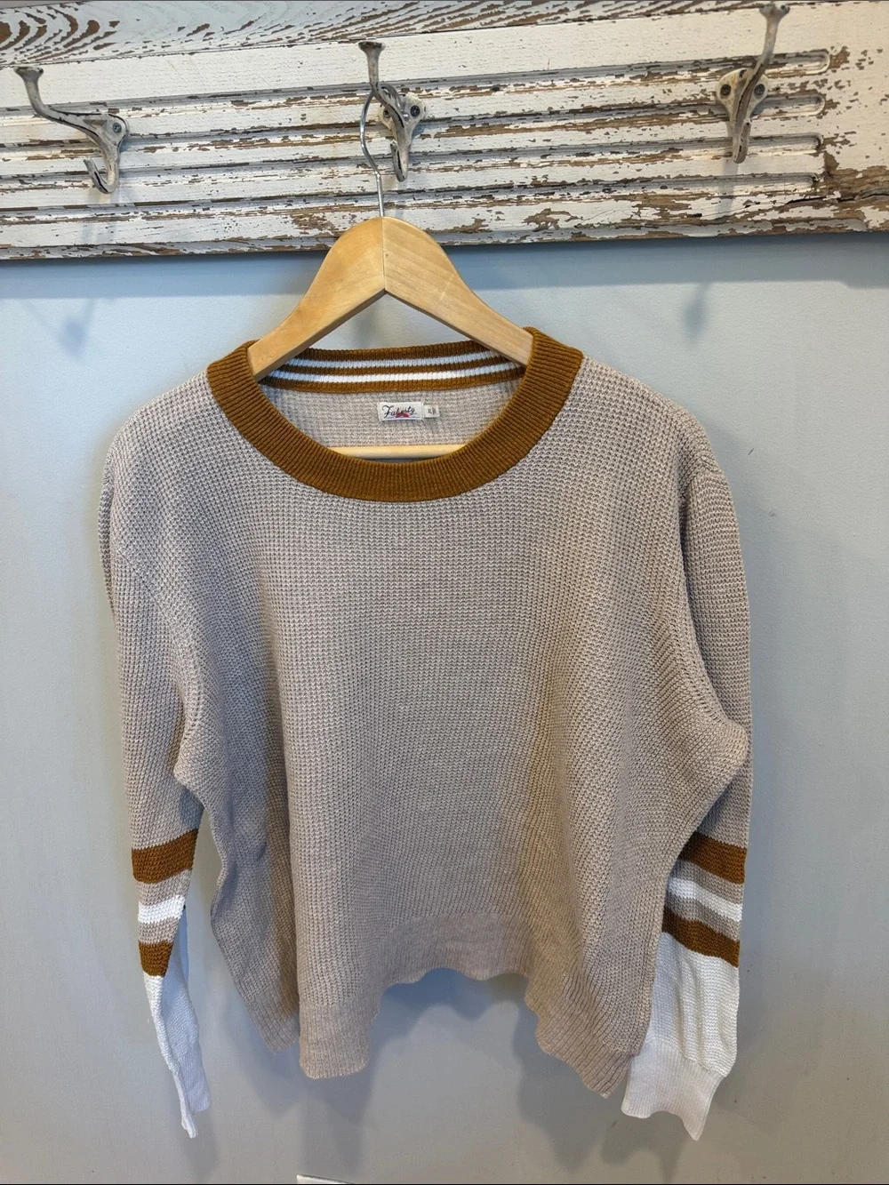 Faherty Organic Cotton and Cashmere Women's Throwback Waffle Sweater Size XL